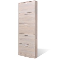 vidaXL Oak Look Wooden Shoe Cabinet with 5 Compartments