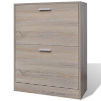 vidaXL Oak Look Wooden Shoe Cabinet with 2 Compartments