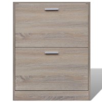 vidaXL Oak Look Wooden Shoe Cabinet with 2 Compartments