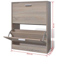 vidaXL Oak Look Wooden Shoe Cabinet with 2 Compartments