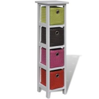 vidaXL Storage Rack with Multi-color Baskets Paulownia Wood