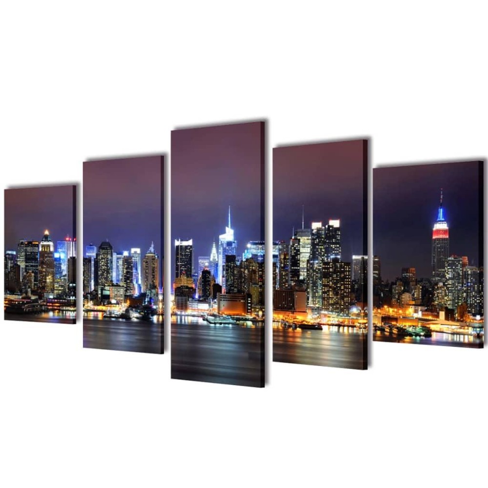 Canvas Wall Print Set Colorful New York Skyline 79