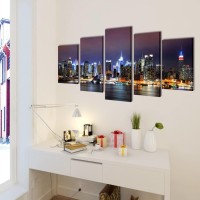 Canvas Wall Print Set Colorful New York Skyline 79