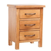 vidaXL Nightstand with 3 Drawers Solid Oak Wood 15.7