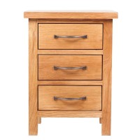 vidaXL Nightstand with 3 Drawers Solid Oak Wood 15.7