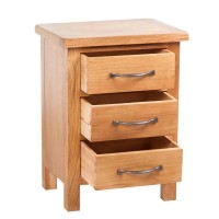 vidaXL Nightstand with 3 Drawers Solid Oak Wood 15.7