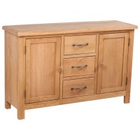 vidaXL Sideboard with 3 Drawers Solid Oak Wood 43.3