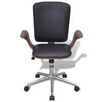 vidaXL Swivel Office Chair Bentwood with Artificial Leather Upholstery