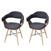 vidaXL Dining Chairs 2 pcs Dark Gray Bent Wood and Fabric