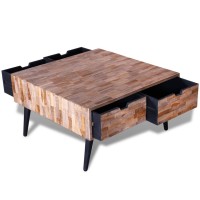 vidaXL Coffee Table with 4 Drawers Reclaimed Teak Wood