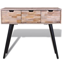 vidaXL Console Table with 3 Drawers Reclaimed Teak Wood