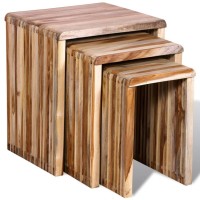 vidaXL Nesting Table Set 3 Pieces Reclaimed Teak