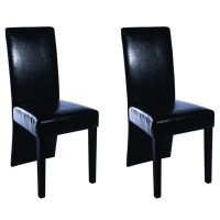 vidaXL Dining Chairs 2 pcs Black Faux Leather