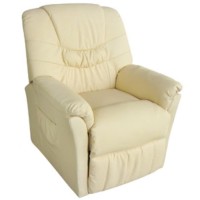 vidaXL Massage Chair Cream Faux Leather