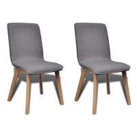 vidaXL Dining Chairs 2 pcs Dark Gray Fabric and Solid Oak Wood