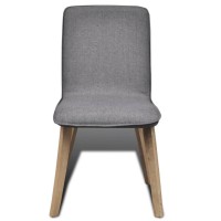 vidaXL Dining Chairs 2 pcs Dark Gray Fabric and Solid Oak Wood