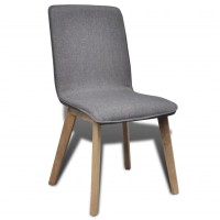 vidaXL Dining Chairs 2 pcs Dark Gray Fabric and Solid Oak Wood