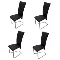 vidaXL Dining Chairs 4 pcs Black Faux Leather