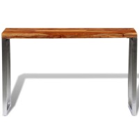 vidaXL Solid Sheesham Wood Console Table with Steel Leg