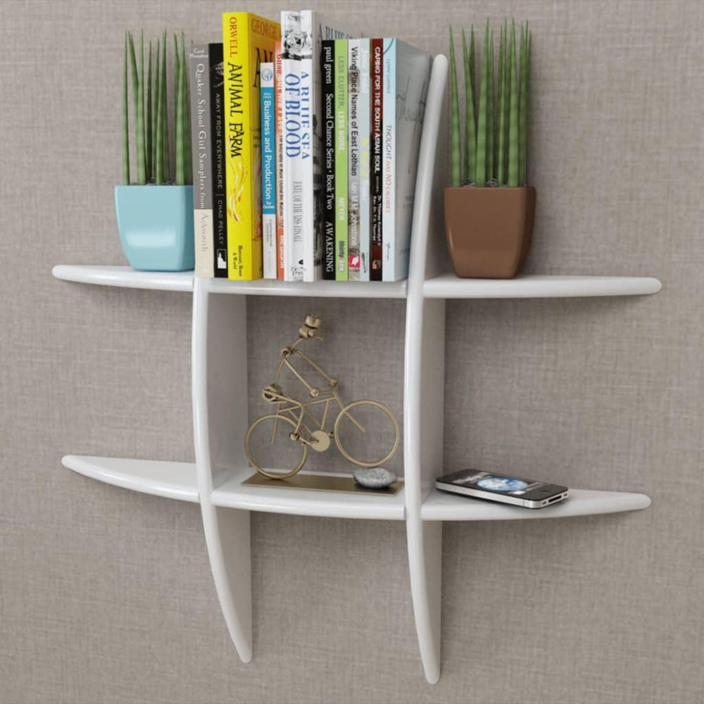 White MDF Floating Wall Display Shelf Book/DVD Storage