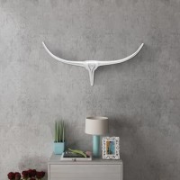 Wall Mounted Aluminum Bull's Head Decoration Silver 28.3