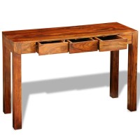 Vidaxl Console Table With 3 Drawers 31.5 Solid Sheesham Wood