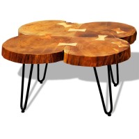 Vidaxl Coffee Table 13.8 4 Trunks Solid Sheesham Wood