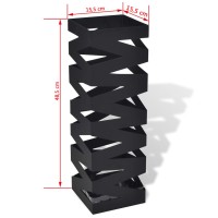 vidaXL Black Square Umbrella Stand Storage Holder Walking Stick Steel 19.1