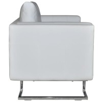 vidaXL Cube Armchair White Leather