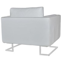 vidaXL Cube Armchair White Leather