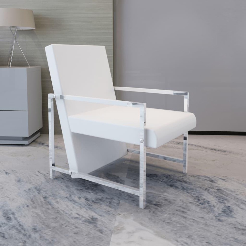 vidaXL Cube Armchair White Faux Leather