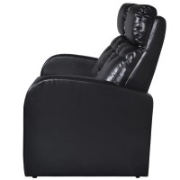 vidaXL 2-Seater Home Theater Recliner Sofa Black Faux Leather