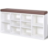 vidaXL Shoe Storage Bench 10 Compartments White