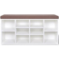 vidaXL Shoe Storage Bench 10 Compartments White