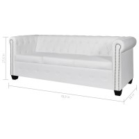 vidaXL Chesterfield 3-Seater Artificial Leather White