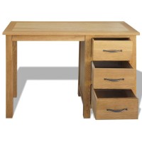 vidaXL Desk with 3 Drawers Solid Oak Wood 41.7