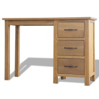 vidaXL Desk with 3 Drawers Solid Oak Wood 41.7