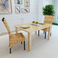 vidaXL Dining Chairs 2 pcs Abaca and Solid Mango Wood