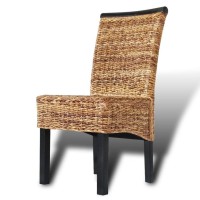 vidaXL Dining Chairs 2 pcs Abaca and Solid Mango Wood