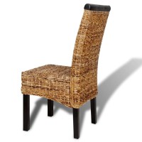 vidaXL Dining Chairs 2 pcs Abaca and Solid Mango Wood