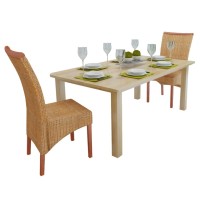 vidaXL Dining Chairs 2 pcs Brown Natural Rattan