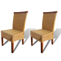 vidaXL Dining Chairs 2 pcs Brown Natural Rattan