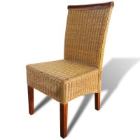 vidaXL Dining Chairs 2 pcs Brown Natural Rattan