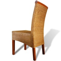 vidaXL Dining Chairs 2 pcs Brown Natural Rattan