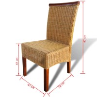 vidaXL Dining Chairs 2 pcs Brown Natural Rattan