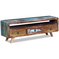 vidaXL TV Stand with 3 Drawers Solid Reclaimed Wood