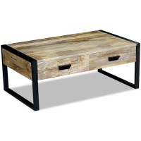 vidaXL Coffee Table with 2 Drawers Solid Mango Wood 39.4