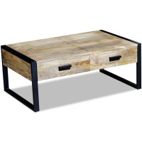 vidaXL Coffee Table with 2 Drawers Solid Mango Wood 39.4