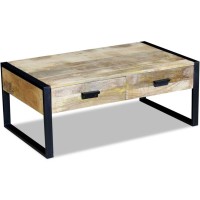 vidaXL Coffee Table with 2 Drawers Solid Mango Wood 39.4