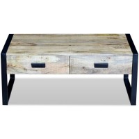 vidaXL Coffee Table with 2 Drawers Solid Mango Wood 39.4